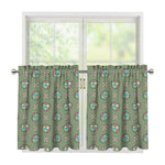 Cartoon Zombie Pattern Print Tier Curtains