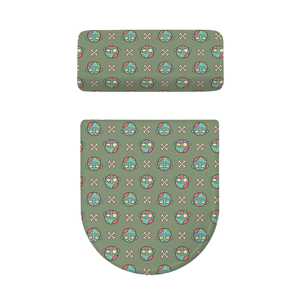 Cartoon Zombie Pattern Print Toilet Lid And Tank Cover Set