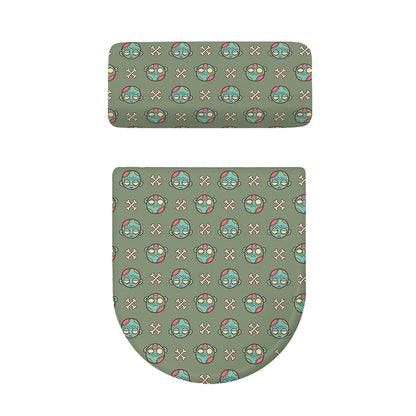 Cartoon Zombie Pattern Print Toilet Lid And Tank Cover Set