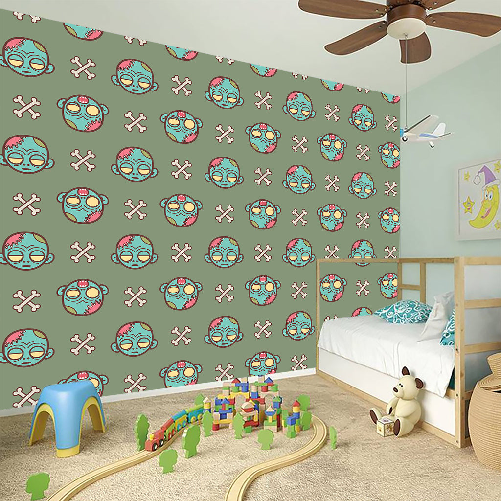 Cartoon Zombie Pattern Print Wall Sticker