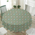 Cartoon Zombie Pattern Print Waterproof Round Tablecloth