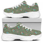 Cartoon Zombie Pattern Print White Chunky Shoes