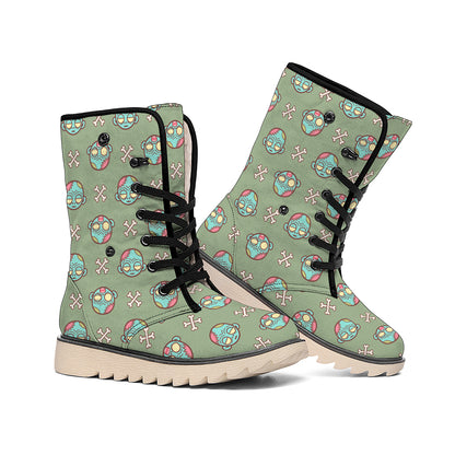 Cartoon Zombie Pattern Print Winter Boots