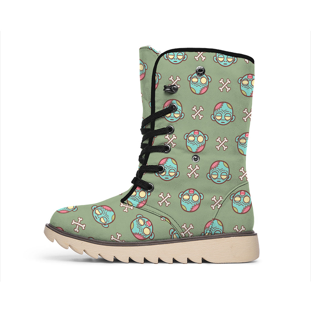Cartoon Zombie Pattern Print Winter Boots