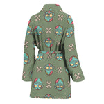 Cartoon Zombie Pattern Print Women's Bathrobe
