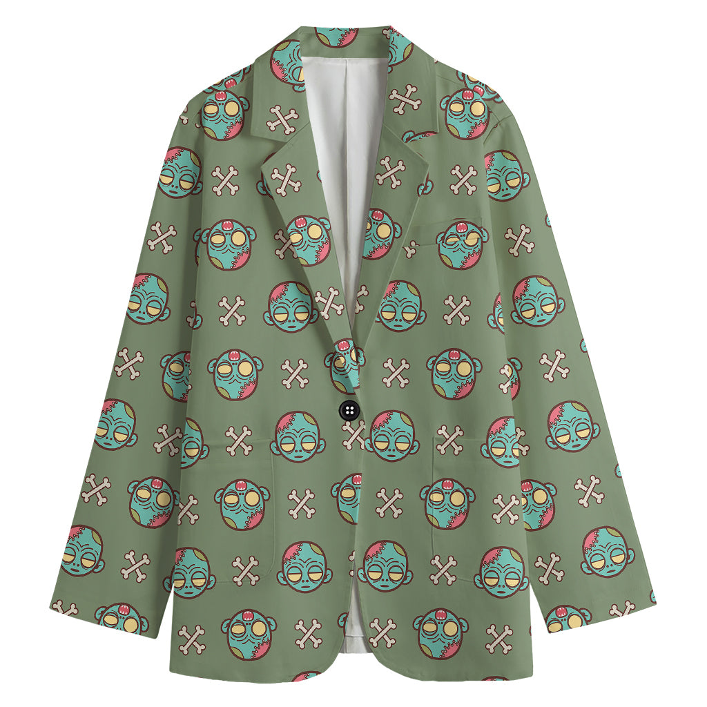Cartoon Zombie Pattern Print Women's Blazer