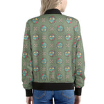 Cartoon Zombie Pattern Print Women's Bomber Jacket