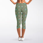 Cartoon Zombie Pattern Print Women's Capri Leggings
