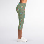 Cartoon Zombie Pattern Print Women's Capri Leggings