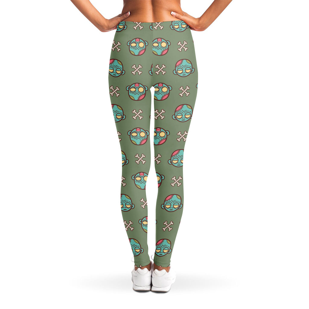Cartoon Zombie Pattern Print Women's Leggings