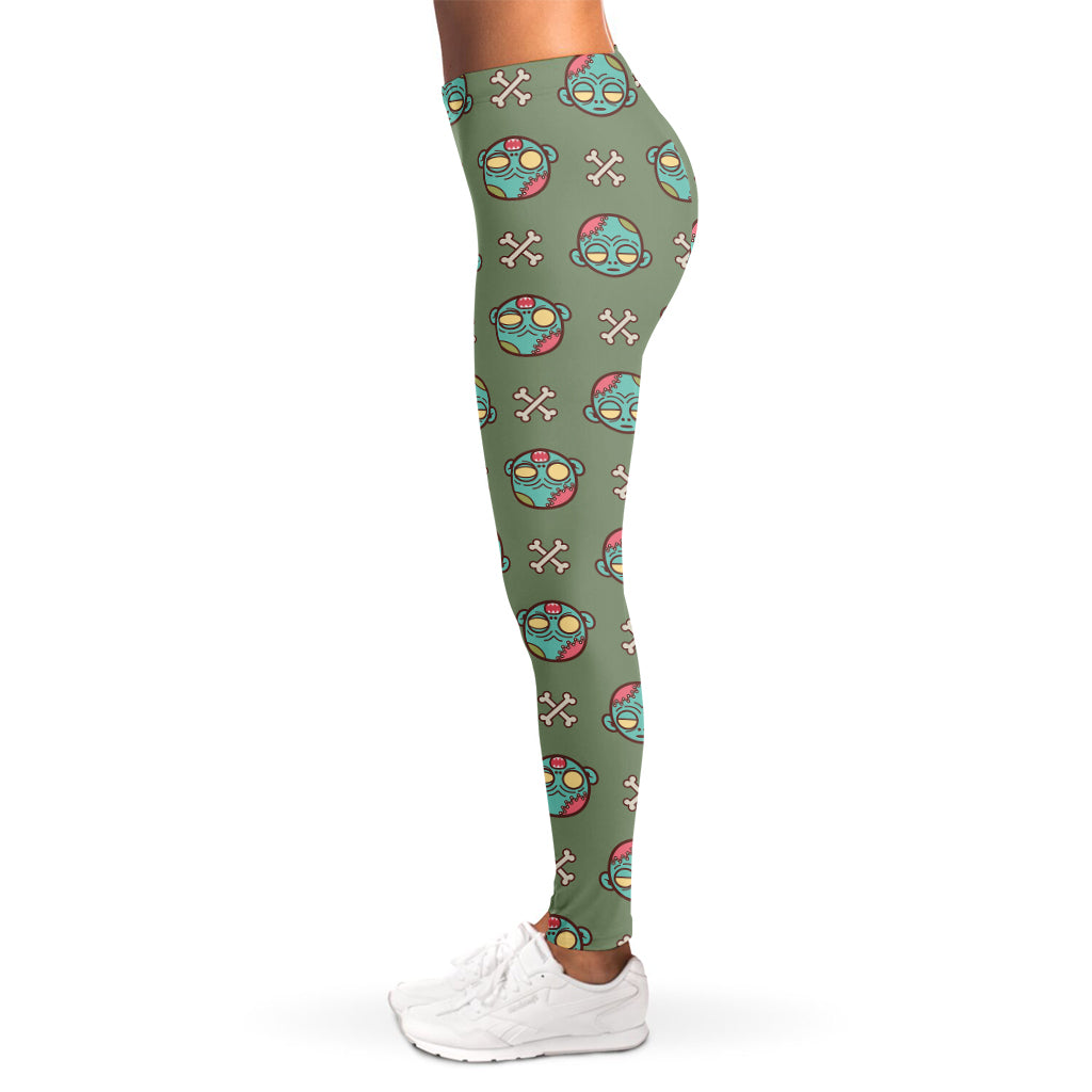 Cartoon Zombie Pattern Print Women's Leggings