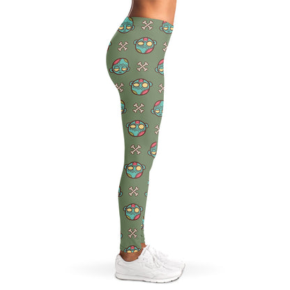 Cartoon Zombie Pattern Print Women's Leggings