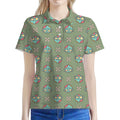 Cartoon Zombie Pattern Print Women's Polo Shirt