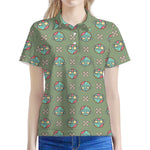Cartoon Zombie Pattern Print Women's Polo Shirt