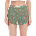Cartoon Zombie Pattern Print Women's Split Running Shorts