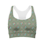 Cartoon Zombie Pattern Print Women's Sports Bra