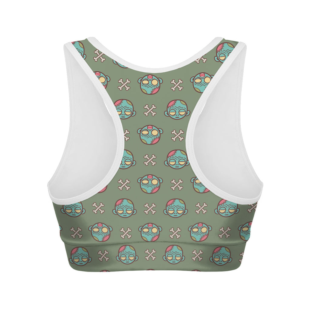 Cartoon Zombie Pattern Print Women's Sports Bra