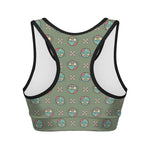 Cartoon Zombie Pattern Print Women's Sports Bra