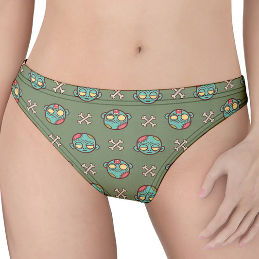 Cartoon Zombie Pattern Print Women's Thong