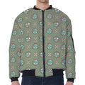 Cartoon Zombie Pattern Print Zip Sleeve Bomber Jacket