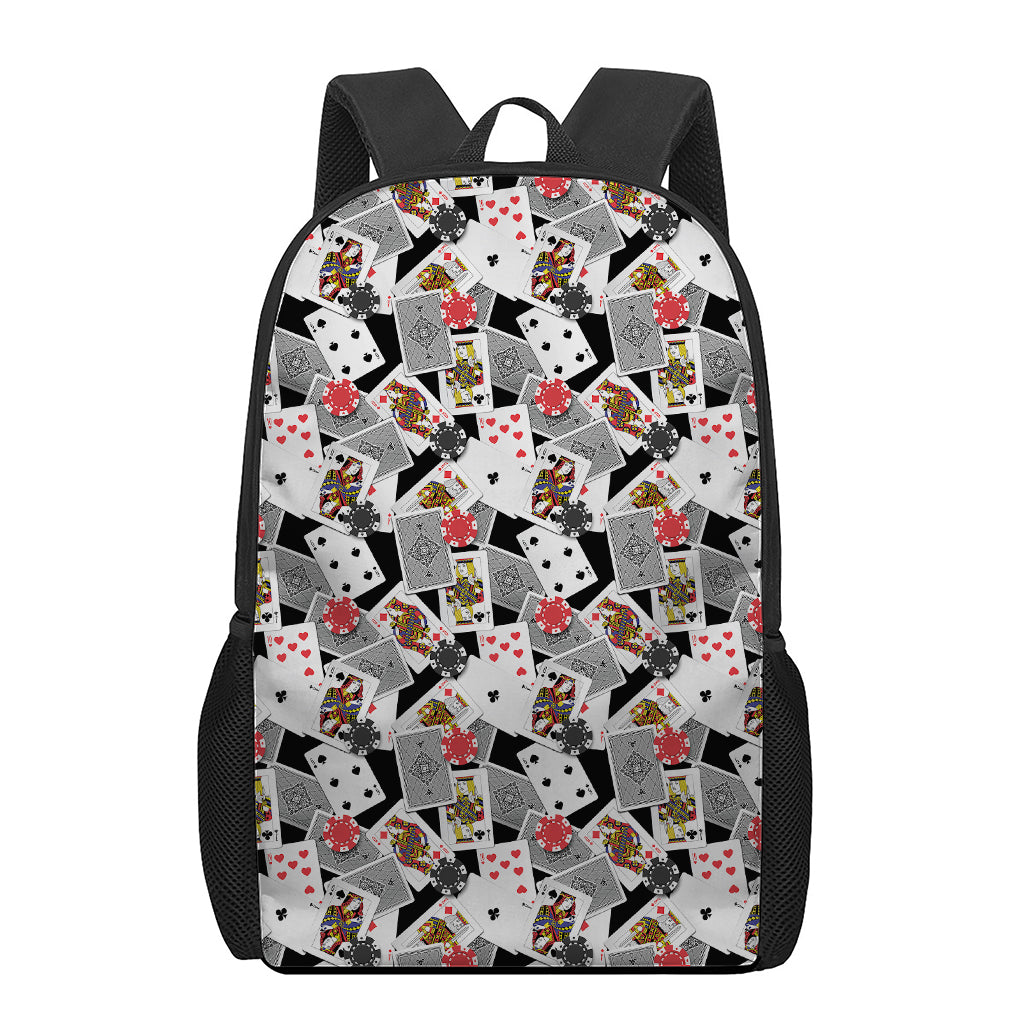 Casino Card And Chip Pattern Print 17 Inch Backpack