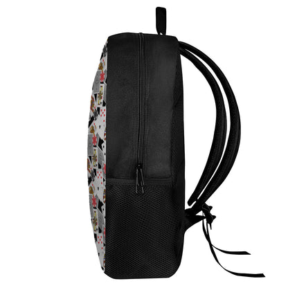 Casino Card And Chip Pattern Print 17 Inch Backpack