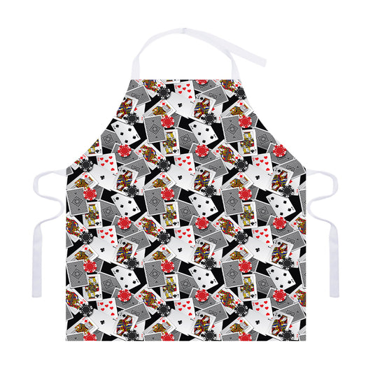 Casino Card And Chip Pattern Print Adjustable Apron