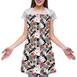 Casino Card And Chip Pattern Print Adjustable Apron