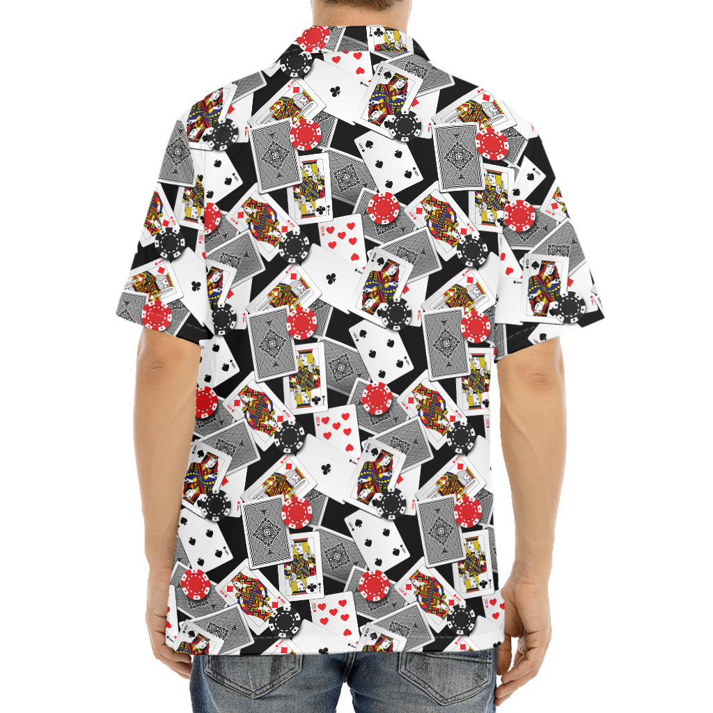 Casino Card And Chip Pattern Print Aloha Shirt