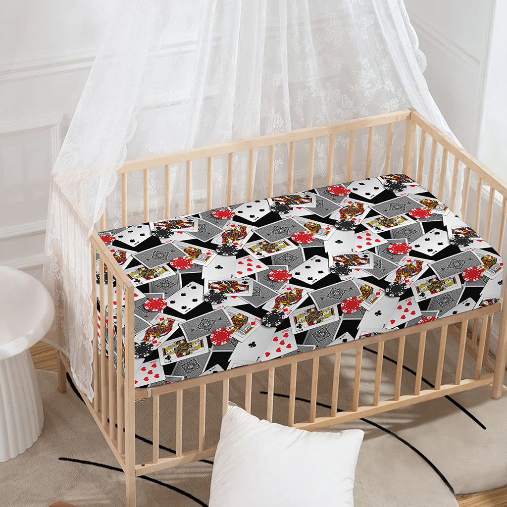 Casino Card And Chip Pattern Print Baby Crib Sheet