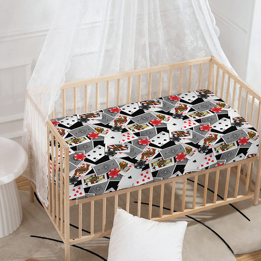 Casino Card And Chip Pattern Print Baby Crib Sheet