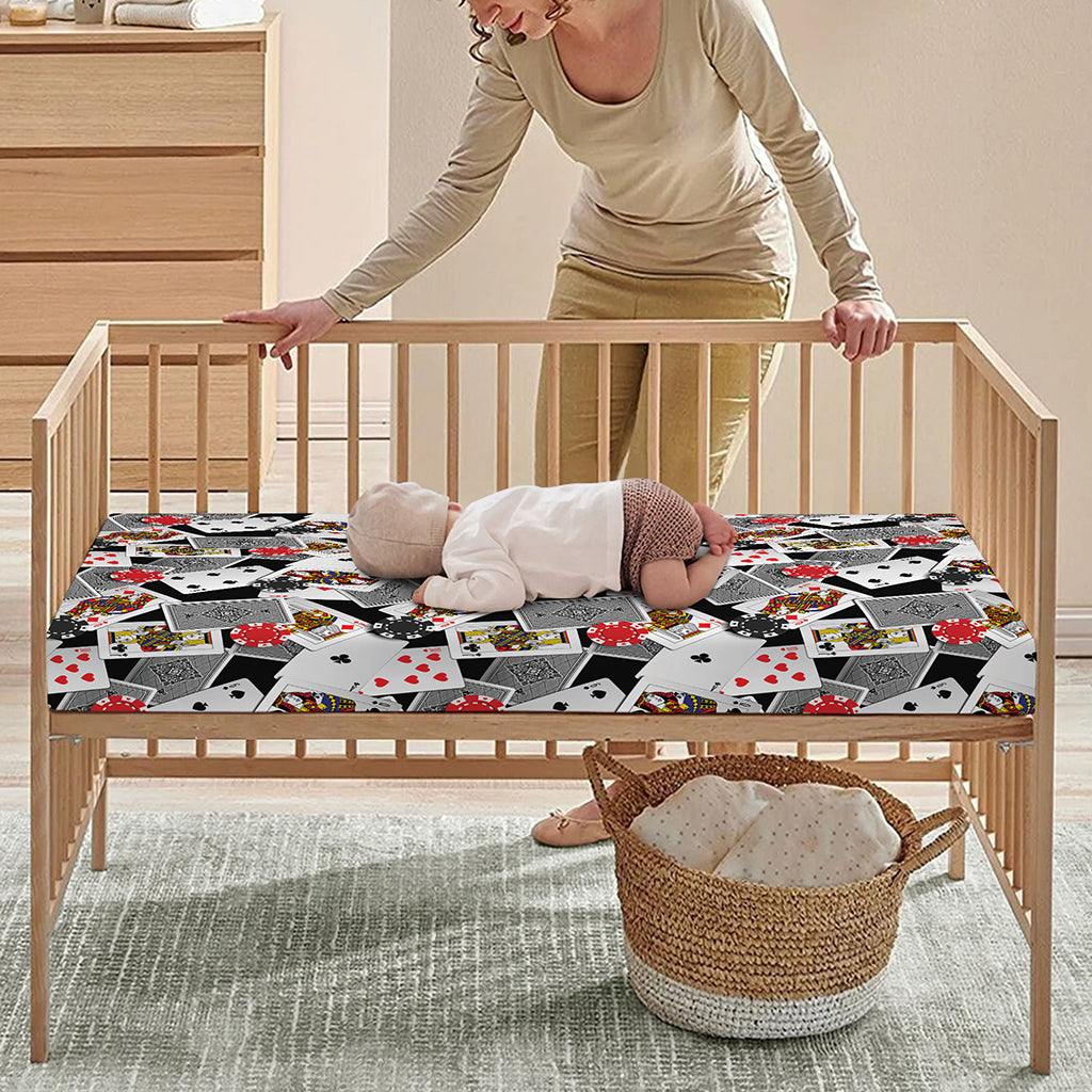 Casino Card And Chip Pattern Print Baby Crib Sheet