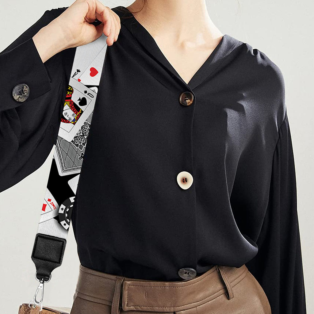 Casino Card And Chip Pattern Print Bag Strap