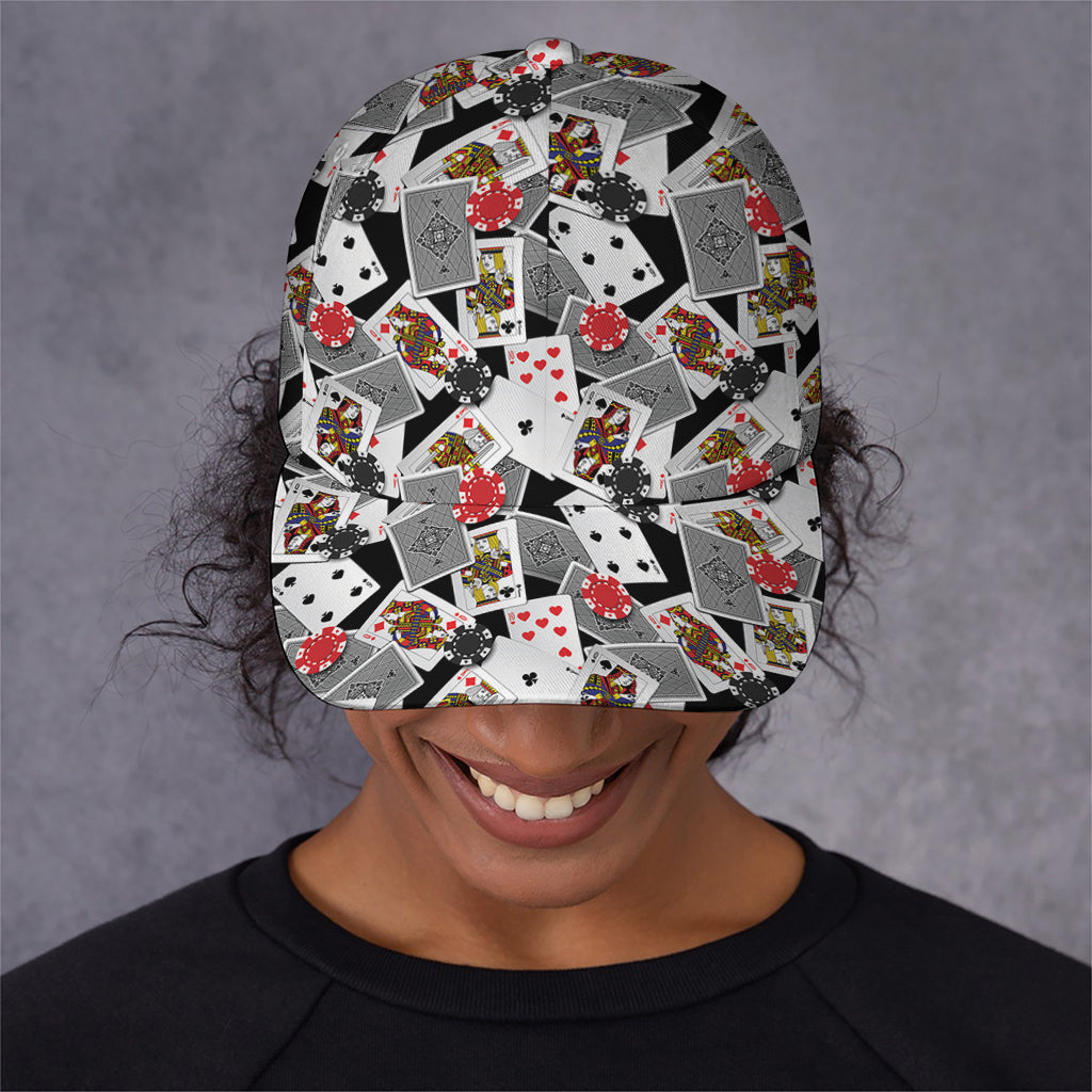 Casino Card And Chip Pattern Print Baseball Cap