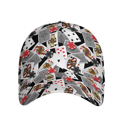 Casino Card And Chip Pattern Print Baseball Cap