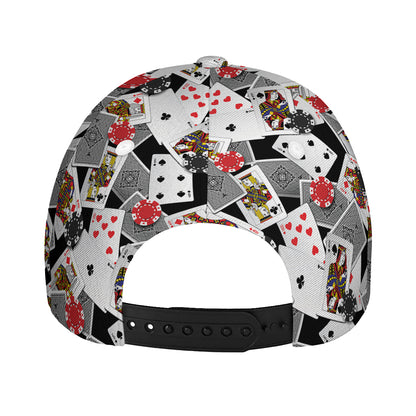 Casino Card And Chip Pattern Print Baseball Cap