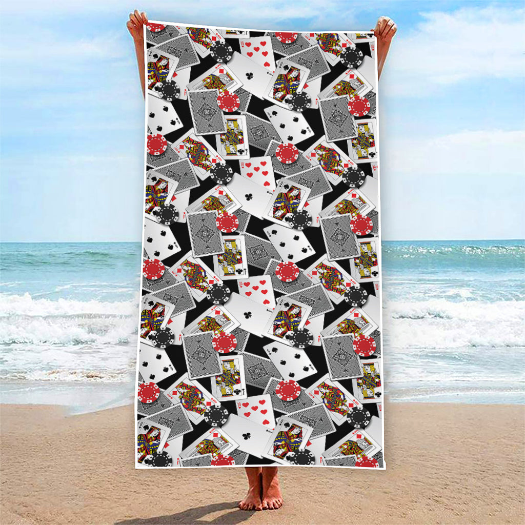 Casino Card And Chip Pattern Print Beach Towel