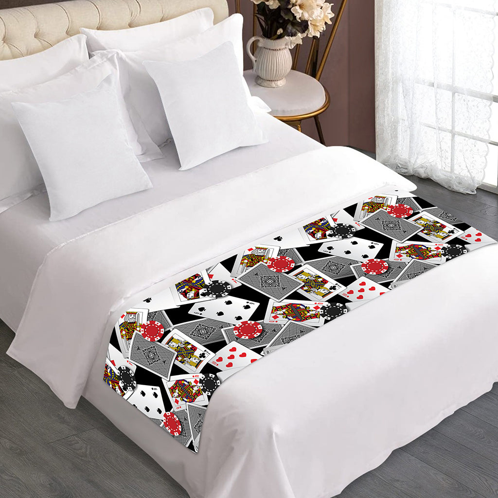 Casino Card And Chip Pattern Print Bed Runner