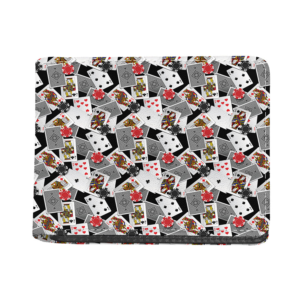 Casino Card And Chip Pattern Print Bifold Wallet