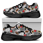 Casino Card And Chip Pattern Print Black Chunky Shoes