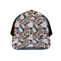 Casino Card And Chip Pattern Print Black Mesh Trucker Hat