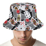 Casino Card And Chip Pattern Print Bucket Hat