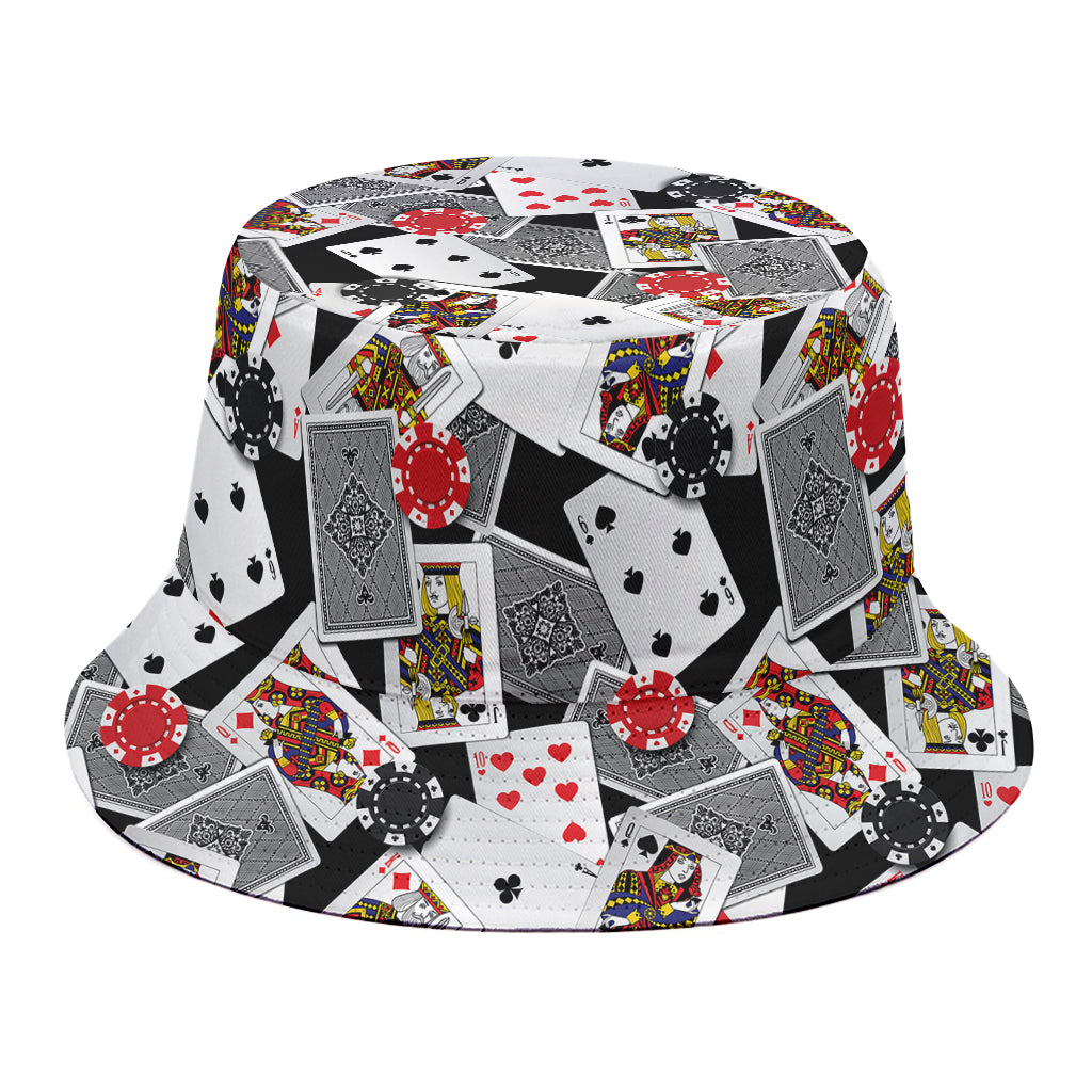 Casino Card And Chip Pattern Print Bucket Hat