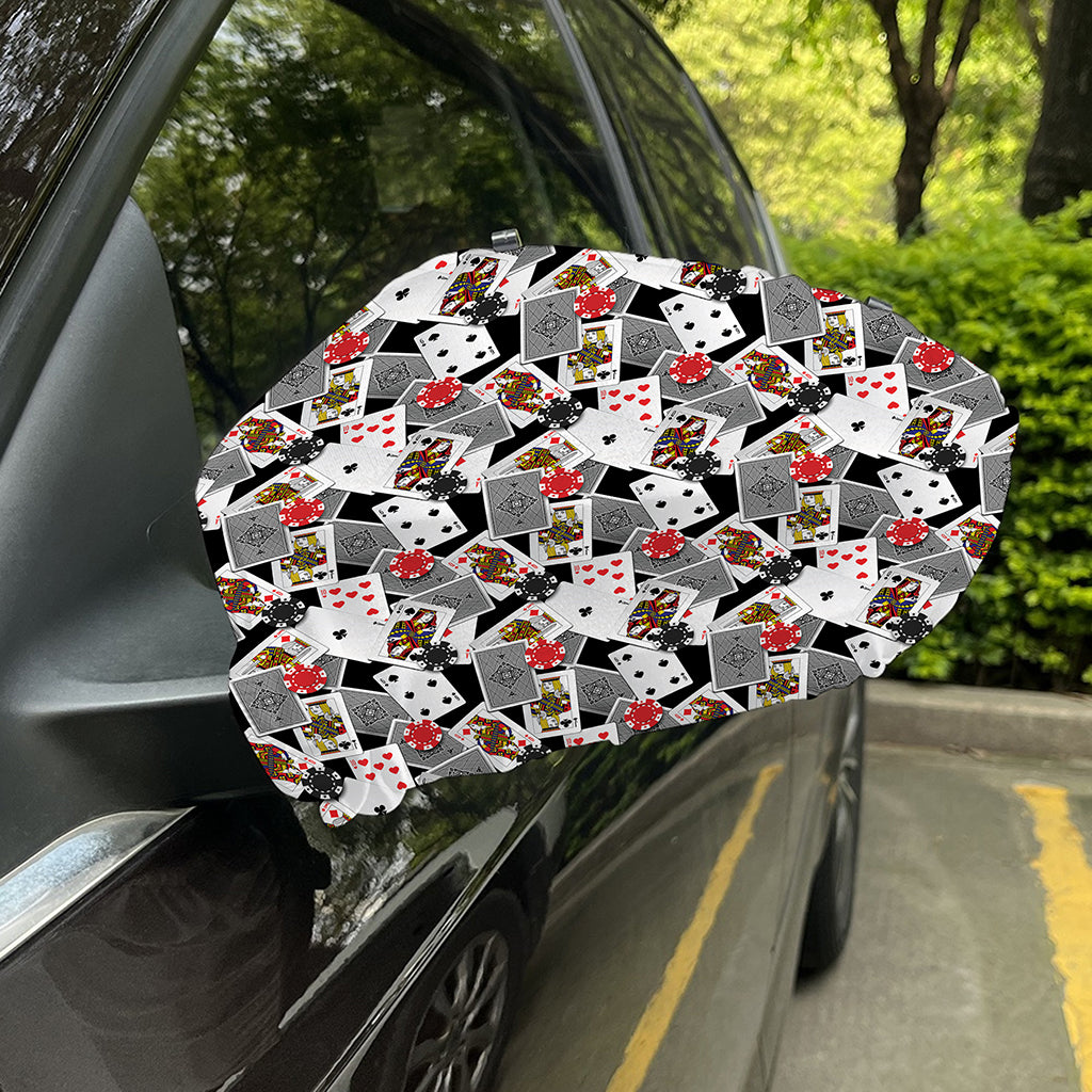 Casino Card And Chip Pattern Print Car Side Mirror Covers
