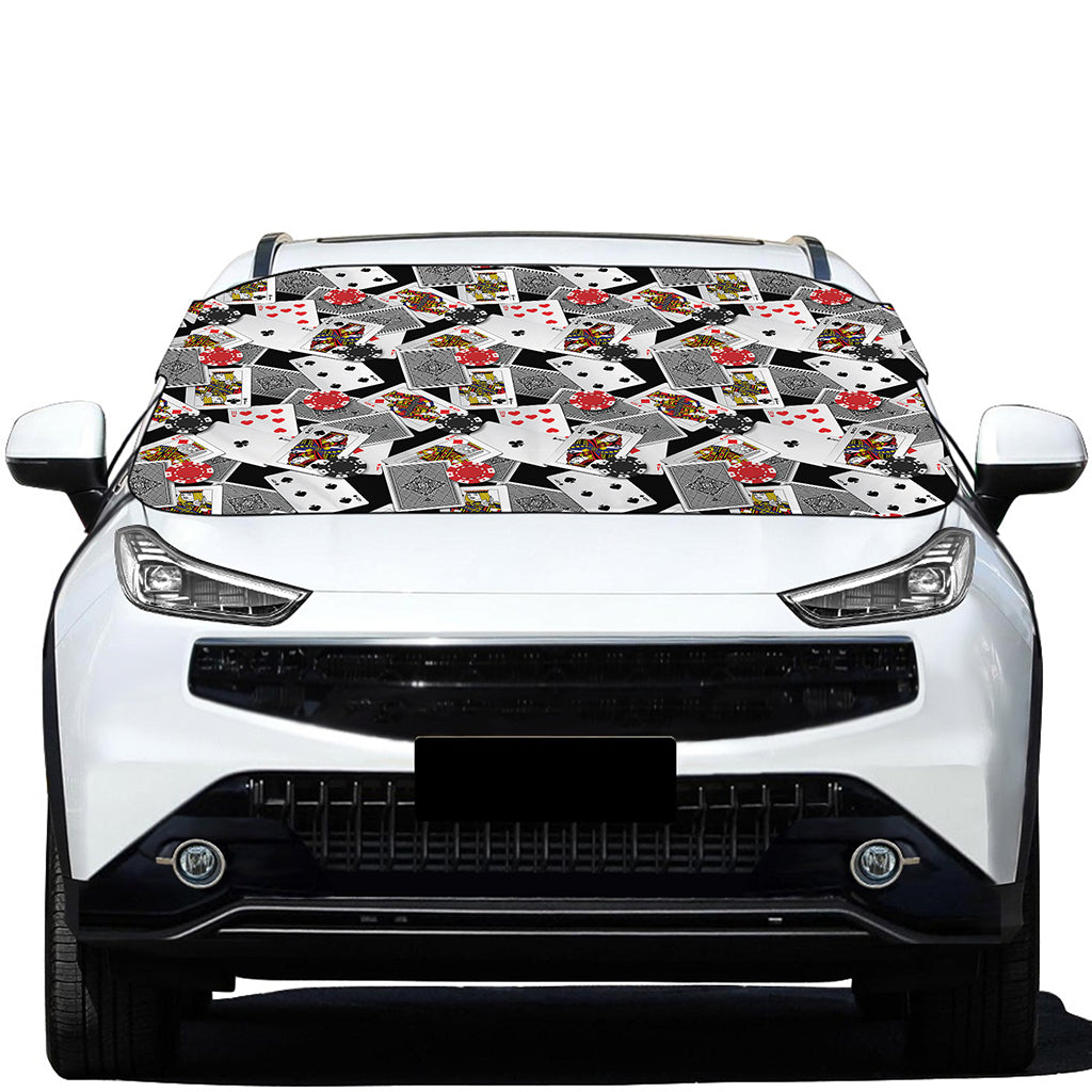 Casino Card And Chip Pattern Print Car Windshield Snow Cover