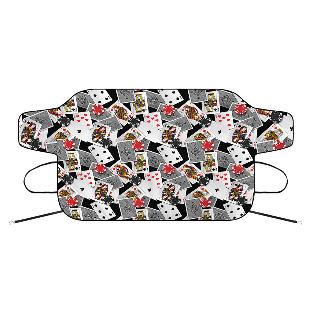 Casino Card And Chip Pattern Print Car Windshield Snow Cover
