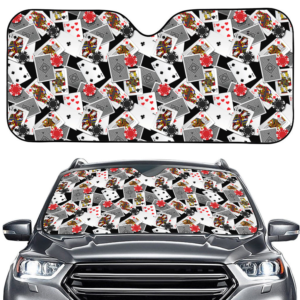 Casino Card And Chip Pattern Print Car Windshield Sun Shade