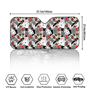 Casino Card And Chip Pattern Print Car Windshield Sun Shade