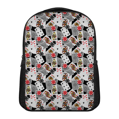 Casino Card And Chip Pattern Print Casual Backpack