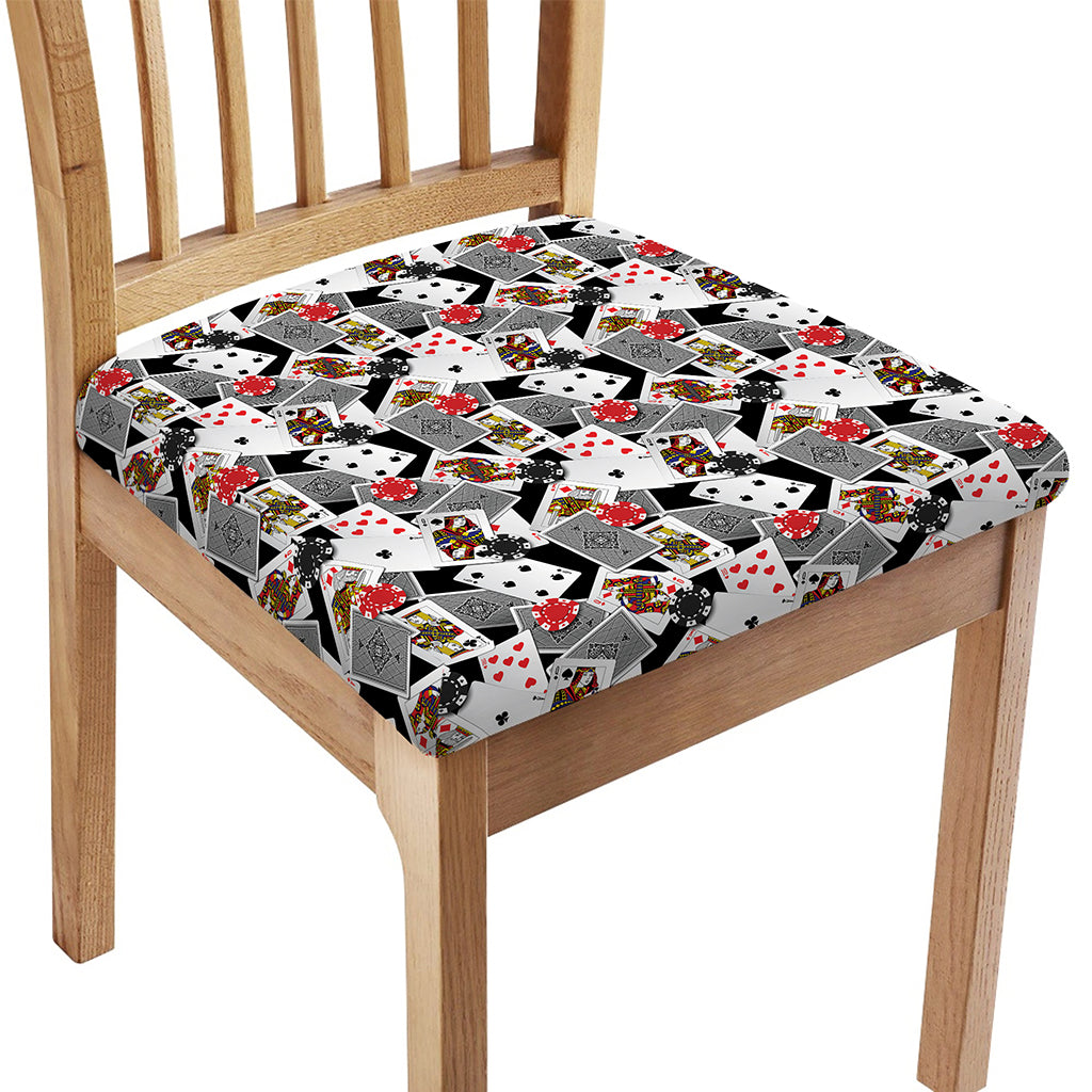 Casino Card And Chip Pattern Print Chair Cushion Cover
